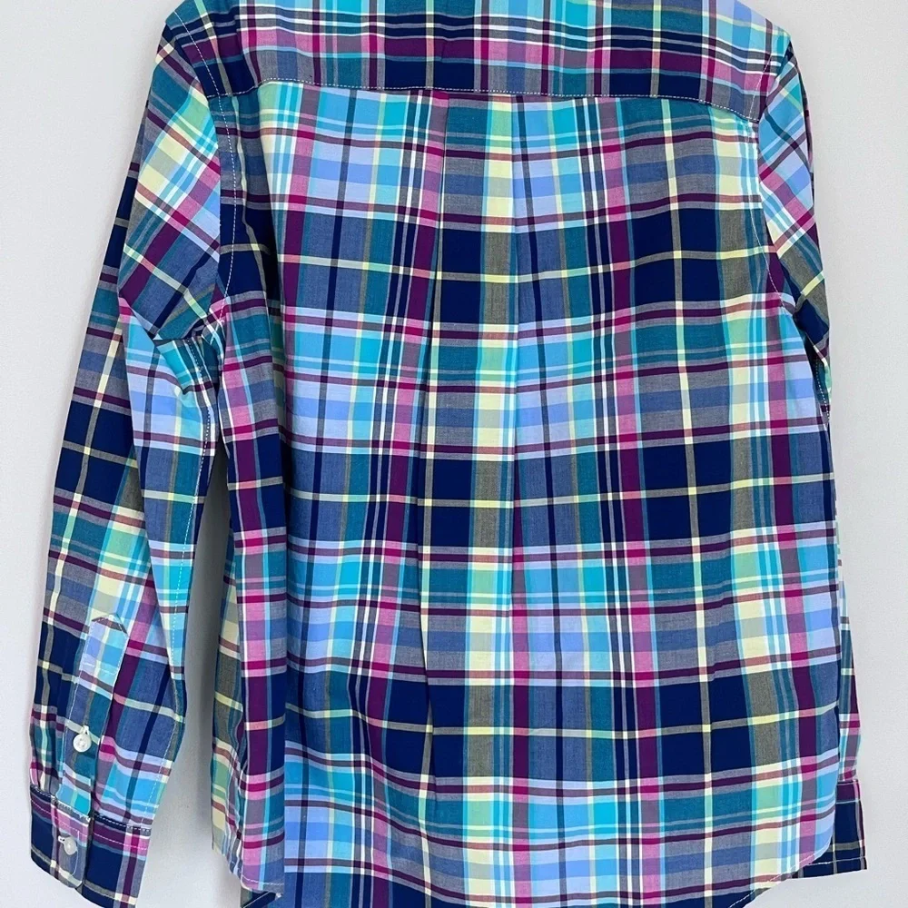 Ralph Lauren Boys Plaid Button Down Shirt in Blue and Pink
